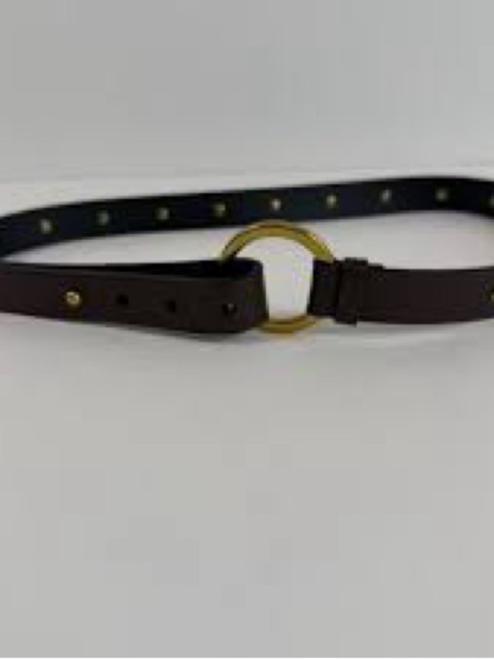 CAbi Brown Leather Belt with Gold Ring Buckle NWOT
